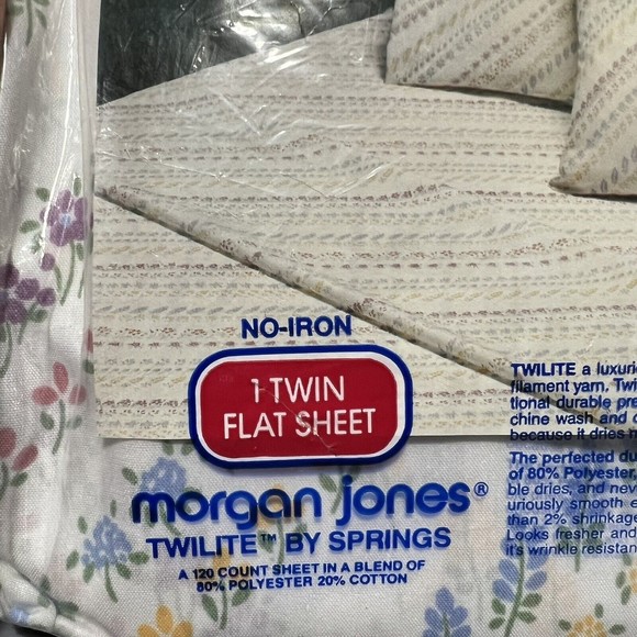 2 Vintage Morgan Jones Country Gardens Springs Twin Flat Sheet No-Iron Twilite - Picture 6 of 9